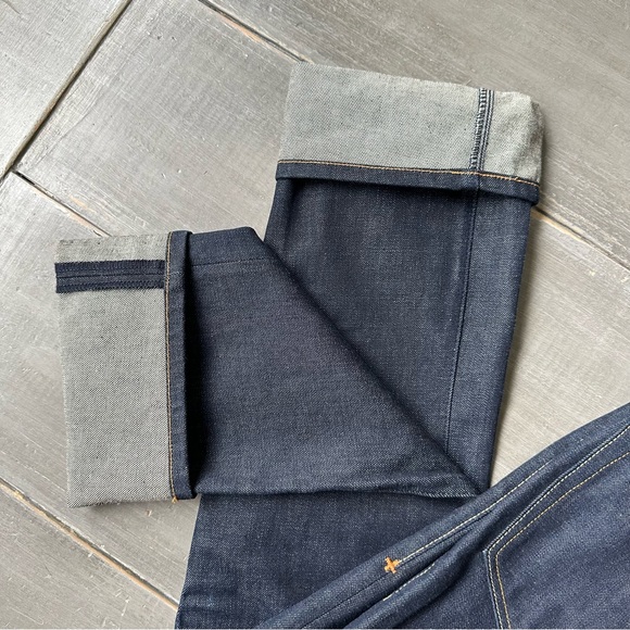 Imogene+Willie Rigid Denim Mid-Rise Jeans Dark Wash Straight Leg Cuffed Hem - Picture 4 of 10